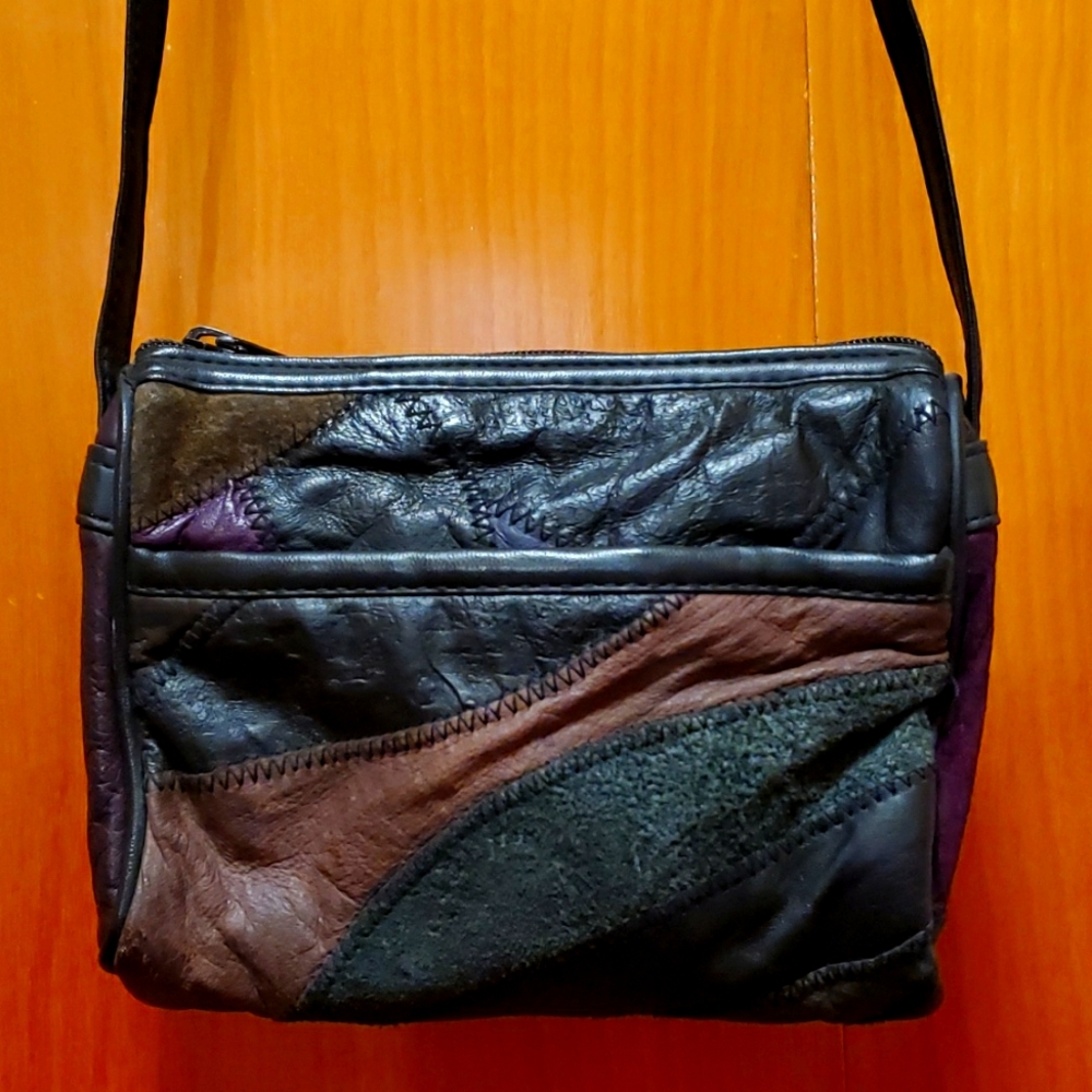 Genuine Leather Patchwork Crossbody Bag Euc - image 1